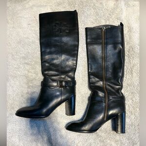 Tory Burch Black Leather Heeled Boots